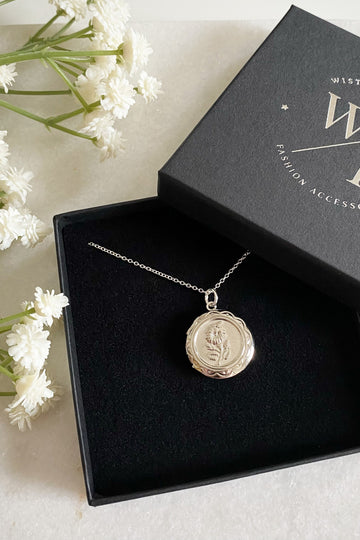 Wisteria London Maria Silver Flower Locket Wisteria London